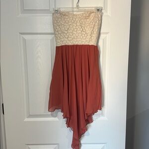 Love Culture Cream and Coral Strapless Dress